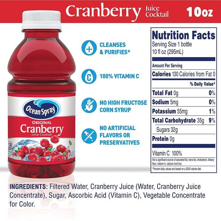 How Much Sugar In Ocean Spray Cranberry Juice Ocean Spray Original Cranberry Juice Cocktail 10oz(295ml) DynaMart SNR