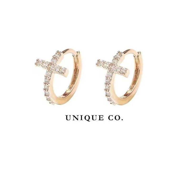 UNIQUE CO. Beila Cross Design Hoop Earring High Quality NonTarnish