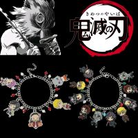 Anime Demon Slayer Bracelet Cartoon Figure Kimetsu No Yaiba Kamado Nezuko Enamel Pendant Charm Bracelet Women Trendy Jewelry