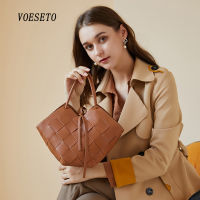 Fashion Small Handbag Womens Leather 100 Cross Top Short Handle Handmade Woven Bags 2021 Retro Shoulder Bucket Sling Brown Bag