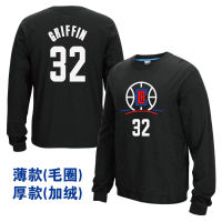 [ในสต็อก] No.32 Blake Griffin Los Angeles Clippers ผู้ชายผู้หญิงลูกเรือคอยาวแขนเสื้อฤดูใบไม้ร่วงฤดูหนาวขนแกะกีฬาแจ็คเก็ตเสื้อสวมหัวหนาเสื้อกันหนาวย์เสื้อผ้าการฝึกอบรม