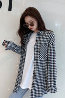 Autumn Women Shirts Korean Style Simple Black And White Plaid Shirt