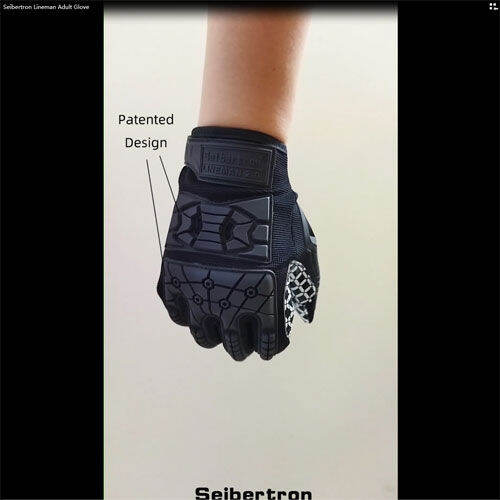 Seibertron Lineman 2.0 Padded Palm Football Receiver Gloves, Flexible