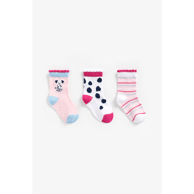 ถุงเท้าเด็กผู้หญิง Mothercare dalmatian dog socks - 3 pack ZA620
