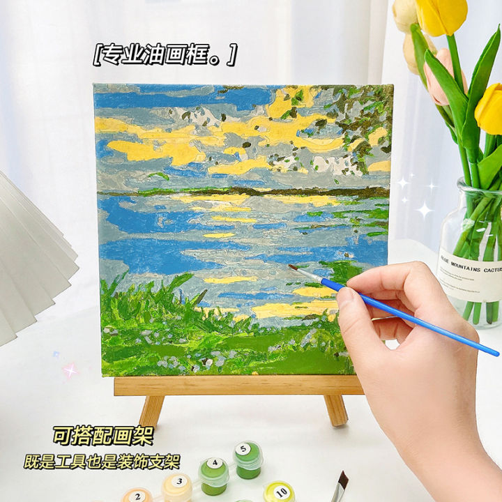 ภาพสีน้ำมันดิจิตอลทิวลิปภาพวาดระบายสีด้วยมือแบบ-diy