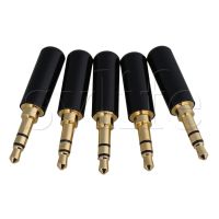 5pcs 3.5mm 1/8 Stereo 3-pole Gold Plug A/V Connector Copper Mini Jack Black