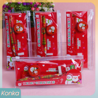 ✨ Konka 5ชิ้น/แพ็ค CUTE Christmas stationery set ดินสอเหลาเครื่องเขียนของขวัญโรงเรียน