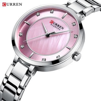 （A Decent035）NewWomenFashionRhinestone DialClockStainlessBand Wristwatch For Ladies