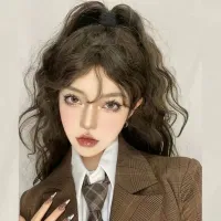 Cosplay Wig Fei-Show Synthetic Heat Resistant Medium Curly Middle line Women Black Hair Costume Halloween Carnival Hairpiece ?เตรียมจัดส่ง?จัดส่งจากร้าน MainRich ในกรุงเทพ?