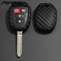 ☍▦ jingyuqin Carbon Silicone Car Remote Key Fob Case Cover For Toyota CAMRY 2012 2013 2014 2015 Corolla Protective Shell keychain