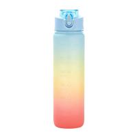 1L Large Capacity Free Motivational with Time Marker Fitness Jugs Gradient Color Plastic Cups Outdoor Frosted Cups