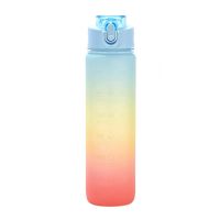 1L Large Capacity Free Motivational with Time Marker Fitness Jugs Gradient Color Plastic Cups Outdoor Frosted Cups