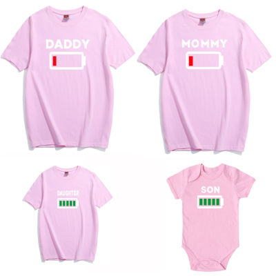 [In stock]2022 ฤดูร้อนใหม่แม่ลูกติดตั้งแบตเตอรี่ยุโรปและอเมริกา mother son daughter เขม T เสื้อแขนสั้น