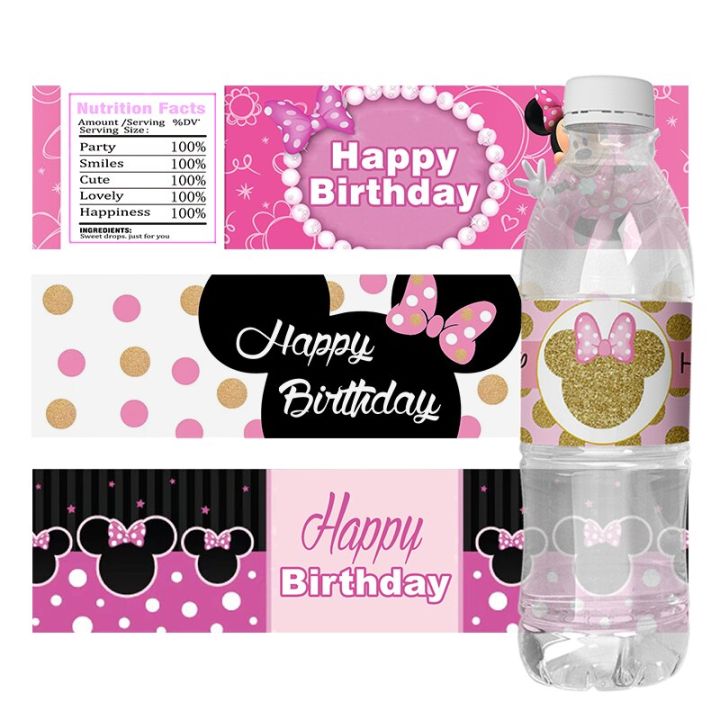 24pcs-cartoon-disney-minnie-mouse-water-bottle-stickers-labels-birthday-party-water-bottle-wraps-baby-shower-kids-party-decor-stickers-labels