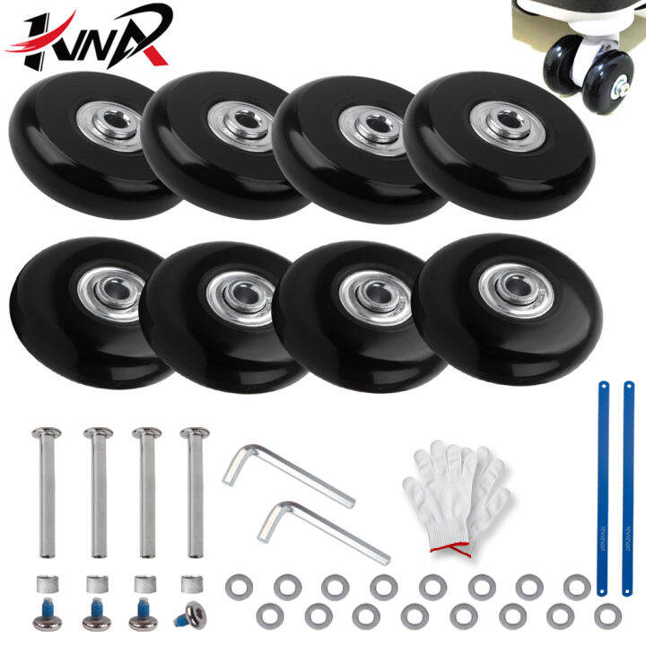KINPAR 8Pc 14mm Luggage Suitcase Replace Wheels PU Rubber Ball Bearings