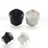 2/5pcs Black White 2PIN ON/OFF Round Rocker Toggle Power Button Switch 6A/250VAC 10A 125V AC cap with Plastic Push YB1TH