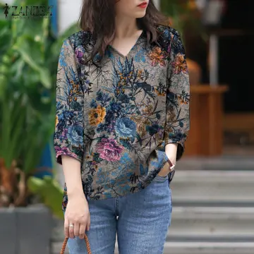 INWPLLR New Arrival Printed Blouse Women Fashionable Flare Sleeve Shirts  Newest Summer Chiffon Blouses Casual Big Size Tops M-5XL