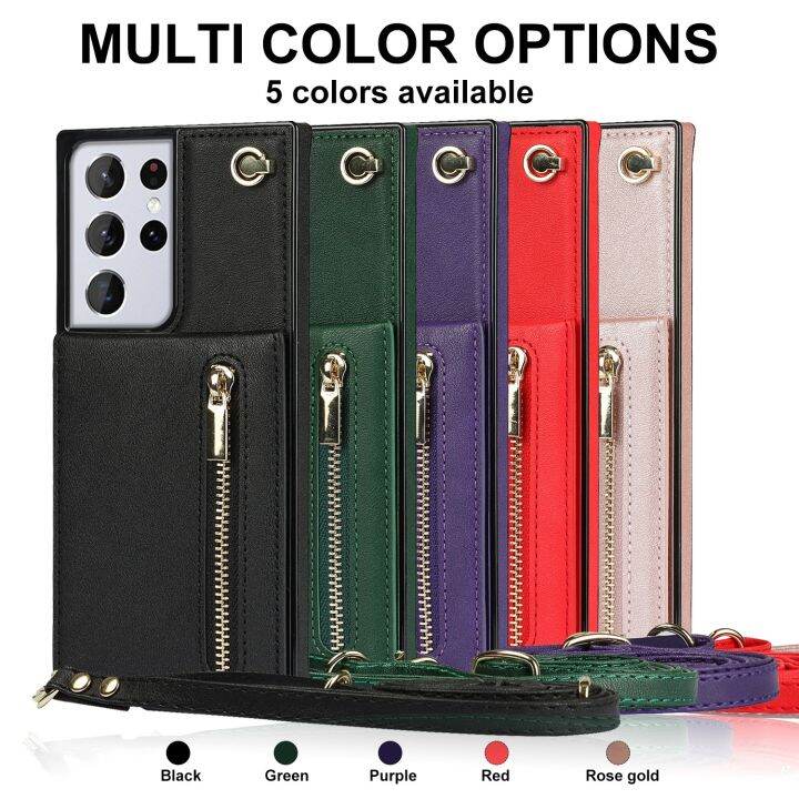 enjoy-electronic-leather-case-for-samsung-galaxy-s22ultra-s21plus-wallet-zipper-phone-case-with-lanyard-s20fe-note20ultra-protective-cover