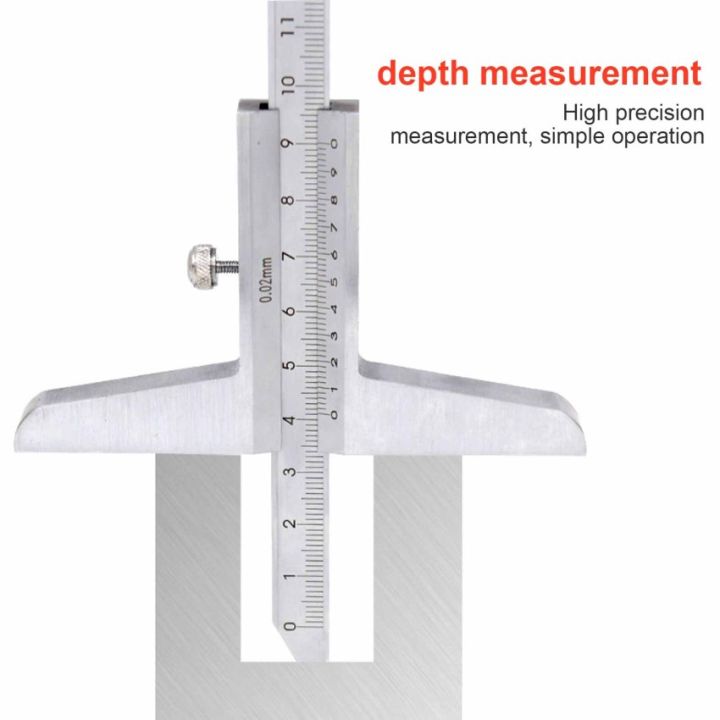 เกจวัดเครื่องวัดความลึก0-150มม-ความแม่นยำ0-02มม-เวอร์เนียคาลิปเปอร์เครื่องมือวัดเกจเมตริกไมโครเมตรสแตนเลส