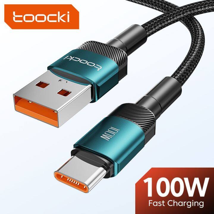 สาย-usb-toocki-ชนิด-c-100w-ชาร์จเร็วชนิด6a-p30สายเคเบิ้ล-type-c-สำหรับ-huawei-p40-samsung-poco-realme-oneplus-สายรับส่งข้อมูล