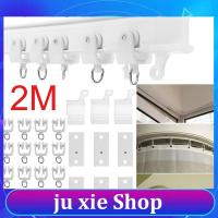 JuXie store 2M Bendable Curtain Rail Flexible Ceiling Top Clamping Mounted Track Straight Slide Balcony Plastic Home Window Decor