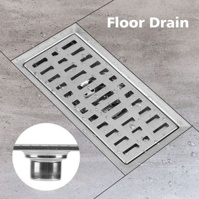 20x10cm Rectangle Long Floor Drainer Stainless Steel Tile Insert Floor Drain Bathroom Shower Drain Kitchen Waste Grate Strainer  by Hs2023