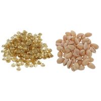 500Pcs 6mm Gold Tone Flower Bead Caps &amp; 50Pcs Shell Beads for Women Jewelry Bracelet Necklace Earring Making DIY Gift