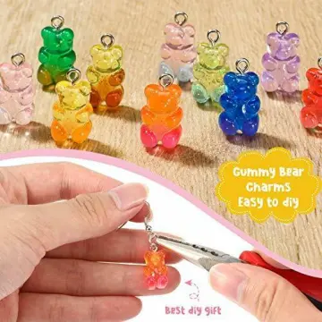 10/50Pcs Colorful Gummy Bear Pendant Charms for Necklace Bracelet Diy  Earrings Jewelry Bears Valentine's Day