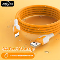 AUOVIEE สายชาร์จซิลิโคนเหลว3A,สาย Micro USB Type C สำหรับ Samsung Huawei Xiaomi One Plus สายชาร์จข้อมูลชาร์จเร็วมาก