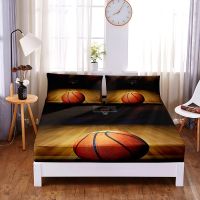 Basketball Digital Printed 3pc Polyester Fitted Sheet Mattress Cover Four Corners with Elastic Band Bed Sheet Pillowcases