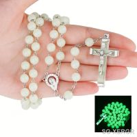 【hot】۩✹﹍  In The Dark Rosary Necklace INRI Crucifix Pendant 8MM Beaded chains faith Jewelry