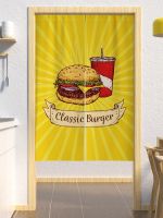 【HOT】❄ Hamburger Door Curtains Drink Cola Noren Curtain Restaurant Entrance Partition Drapes Hanging Half-Curtains