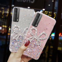 เคส Y7a สำหรับ Huawei เคสโทรศัพท์ลายท้องฟ้าระยิบระยับสุดหรูประดับพลอยเทียมรูปผีเสื้อสำหรับหญิงสาวเคสป้องกันการกระแทกกรอบด้านหลังเป็นซิลิโคน