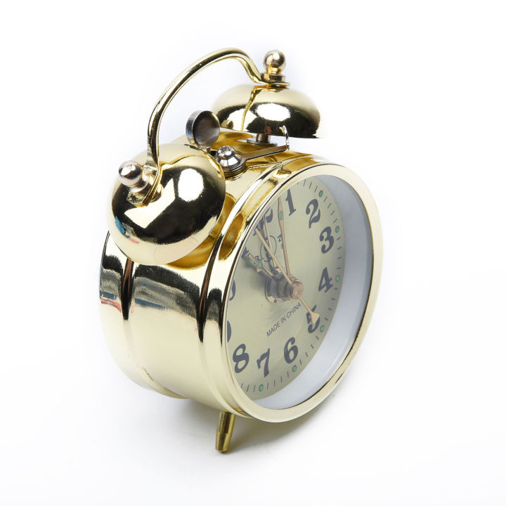 นาฬิกาปลุกแบบกลไกรูปเกือกม้าไขลานนาฬิกาโลหะย้อนยุคแบบแมนนวลน่ารักใหม่