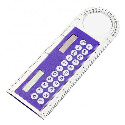 Mini Solar Transparent Ruler Calculator with Magnifier Scientific Student Calculators School Supplies Calculators