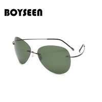 [ช่อง] BOYSEEN Titanium Frame Rimless Polarized Sunglasses Super Light Men Mirror Sunglasses Designer Sun Glasses 2117