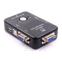 【Discount】 สวิตช์ KVM USB กล่องสวิตช์ VGA 2พอร์ต USB 2.0 KVM สลับเมาส์คีย์บอร์ดอุปกรณ์แบ่งจอ Vga กล่องสวิตช์แชร์