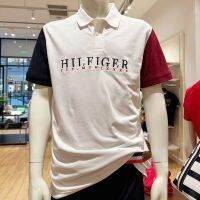 Tommy Hilfiger ของแท้ซื้อทอมมี่เสื้อโปโลผู้ชายแบบลำลองธุรกิจมีปกสียอดนิยมตัวอย่างคลาสสิคแขนสั้นแบบหล่อขายต่างประเทศ