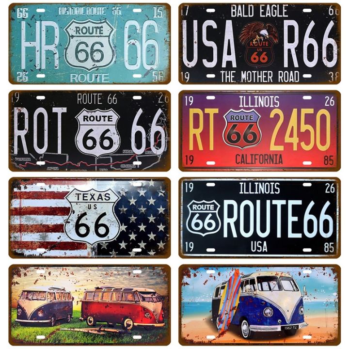 lz-route-66-car-bus-number-license-plate-wall-art-fbi-plaque-metal-vintage-warning-car-number-metal-sign-bar-decor-metalen-borden