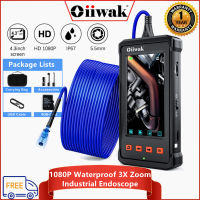 Oiiwak (ฟรี MicroSD 8GB) 4.3นิ้วหน้าจอ IPS อุตสาหกรรม Endoscope 1080จุด HD IP67กันน้ำงูกล้อง3x ซูมขยายกล้องบางกับ6ปรับไฟ LED Borescope กล้องที่มี3ตะขอแม่เหล็กสำหรับเครื่องปรับอากาศ/ท่อระบายน้ำ/รถยนต์