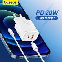 Baseus 20W เครื่องชาร์จ USB สองชาร์จพอร์ตสนับสนุน Type C PD ที่ชาร์จแบตเตอรี่โทรศัพท์ชาร์จเร็วสำหรับ12 XS Pro Max 11 Mini 8 Plus