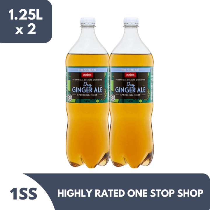 Coles Dry Ginger Ale No Sugar Sparkling Mixer 1.25L x 2 Lazada PH