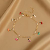 1PCs Copper Butterfly Evil Eye Anklet Stylish Gold Color Enamel Foot Chain No Box Women Summer Beach Foot Show Jewelry 21cm Long