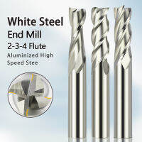 HSS 2/3/4 Flute White Steel Milling Cutter 4/6/8/10/12mm ความเร็วสูงเหล็กปลาย Mill M2AL CNC เครื่องมือสว่านบิตสว่าน