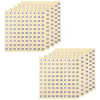 100 Sheets Number Labels Stickers 1-100 Numbers Round Stickers 0.4 Inch Small Self-Adhesive Number Labels for Office