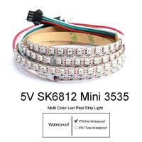 Cod 1M/2M SK6812 3535 SMD WS2812B 60/144พิกเซล4Mm/7Mm PCB แอดเดรส SMD3535 DC5V แถบไฟ LED ที่มีความยืดหยุ่น RGB ขนาดเล็ก