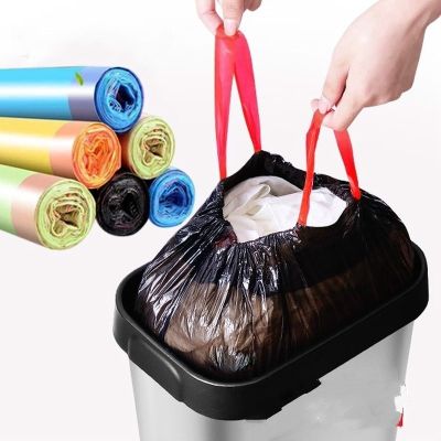 15ชิ้น/ม้วนใช้ในบ้านพกพาถุงใส่ขยะหนาเป็นมิตรต่อสิ่งแวดล้อมถุงขยะในครัวถุงใส่ขยะถุงขยะใช้แล้วทิ้งถุงใส่ขยะ S 45*50Cm