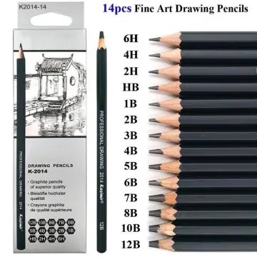 Maries Professional Sketch Pencil Drawing HB 2H B 2B 3B 4B 5B 6B 7B 8B 10B  12B 14B Soft Medium Hard Charcoal Art Stationery