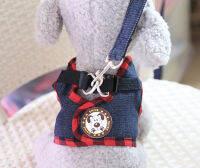 Kutiepom ชุดรัดอกพร้อมสายจูง สายรัด สายจูง ลายผ้ายีนส์น่ารัก Cute Jean Harness with Leash set