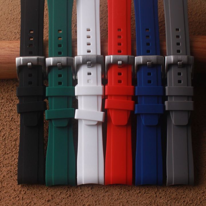 สายนาฬิกายางคุณภาพสูงสายรัดข้อมือ18มม-20มม-21มม-22มม-24มม-สำหรับ-omega-seiko-rotissot-band-ปลายโค้งสายนาฬิกาข้อมือ-carterfa-สีเขียว